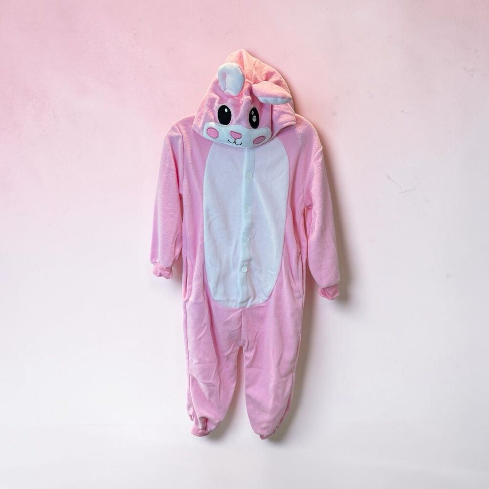 Kids Bunny Pajamas Costume Pink Cosplay Hoodie Halloween 5-6 YO